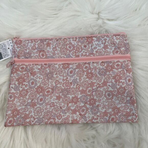 2 Zipper Flat Pouch. Floral. Pink Multi. Storage Organization. Cottagecore. - Picture 4 of 7
